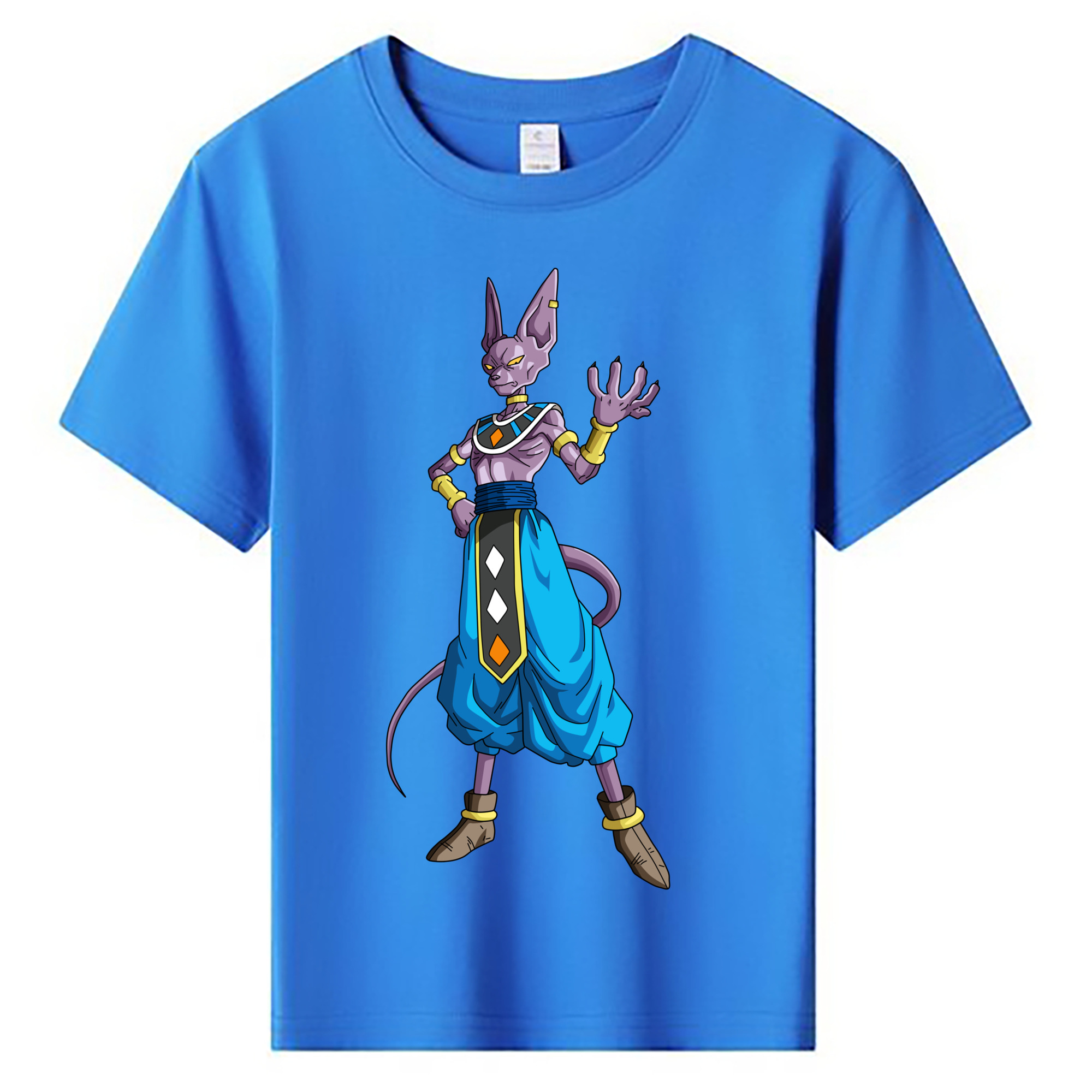 （画像用） ドラゴンボール ビルス 破壊神ビルス DRAGON BALL Beerus Birusu 綿100％キッズTシャツ（フロントプリント）